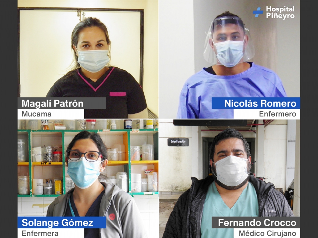 Magalí Patrón (mucama), Nicolás Romero (enfermero), Solange Gómez (enfermera) y Fernando Crocco (médico cirujano).